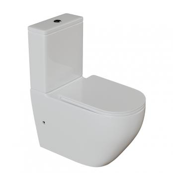 Унитаз-компакт безободковый WAVE NEO Tornado1.0, гор,ниж,2-кн.арм,сид.дюропл,м/л,быстр,БЕЛЫЙ глянец