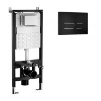 Система инсталляции WAVE, двухрежимная прямоугольная кнопка V2 черная, МЕХАНИКА, 500 мм