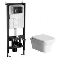 Комплект WAVE "Система инсталляции МЕХАНИКА 500+унитаз "STONE"+квадратная кнопка А2 черная"