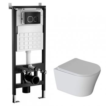 Комплект WAVE "Система инсталляции МЕХАНИКА 500+унитаз "TREND"+квадратная кнопка А2 черная"