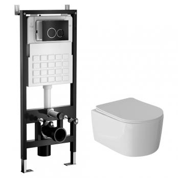 Комплект WAVE "Система инсталляции МЕХАНИКА 500+унитаз "SOLO"+круглая кнопка W2 черная"