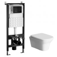Комплект WAVE "Система инсталляции МЕХАНИКА 500+унитаз "STONE"+прямоугольная кнопка V2 черная"