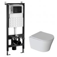 Комплект WAVE "Система инсталляции МЕХАНИКА 500+унитаз "TREND"+прямоугольная кнопка V2 черная"