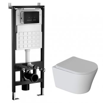 Комплект WAVE "Система инсталляции МЕХАНИКА 500+унитаз "TREND"+прямоугольная кнопка V2 черная"