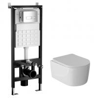 Комплект WAVE "Система инсталляции МЕХАНИКА 500+унитаз "SOLO"+прямоугольная кнопка V3 хром"