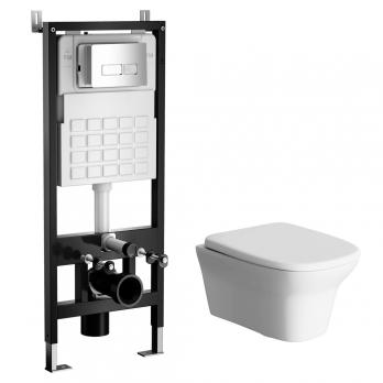 Комплект WAVE "Система инсталляции МЕХАНИКА 500+унитаз "STONE"+прямоугольная кнопка V3 хром"