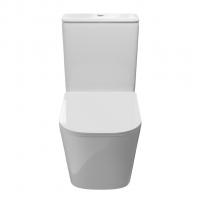 Унитаз-компакт безободковый WAVE QUADRO гориз, нижн, 2-кн.арм, сид. дюропл, м/л, быстр, БЕЛЫЙ глянец