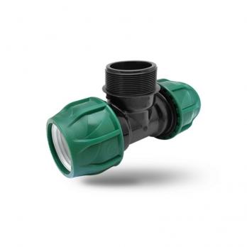 Тройник ПЭ с наруж. труб. резьбой 32х1/2'х32 (обж.) POELSAN GREEN