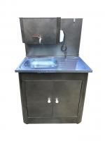 Рукомойник "Дуэт 2-х дверный" металл. 500х800 антич.серебро (с ЭВН-20л,мойка НЕРЖ.лев/прав,кран мет)