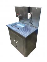 Рукомойник "Дуэт 2-х дверный" металл. 500х800 антич.серебро (с ЭВН-20л,мойка НЕРЖ.лев/прав,кран мет)