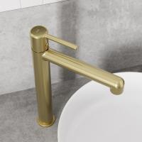 Смеситель для раковины 26к IDDIS AIGMG01i01 "Aiger" высокий, литой, п/гайку  ЗОЛОТО матовый