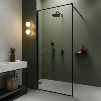 Душевая система 35к IDDIS RAYBL02i67 "Ray" лейка "Тропический душ", встраиваемая ЧЕРНЫЙ матовый