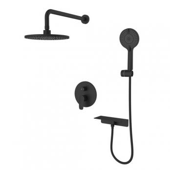 Душевая система 35к Milardo RORBL02M67 "Rora" лейка "Тропический душ" встраиваемая ЧЕРНЫЙ матовый