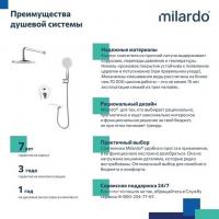 Душевая система 35к Milardo RORSB02M67 "Rora" лейка "Тропический душ" встраиваемая ХРОМ