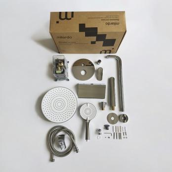 Душевая система 35к Milardo RORSB03M68 "Rora" лейка "Тропический душ" встраиваемая ХРОМ