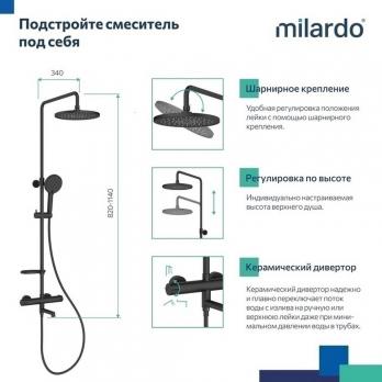 Душевая система термостат Milardo ILSBLTHM06 "Ideal Spa" лейка "Тропический душ"  ЧЕРНЫЙ матовый