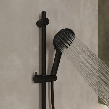 Лейка для душа Milardo ILS5FBRM18 "Ideal Spa" D111мм, 5 режимов, ЧЕРНЫЙ матовый, коробка