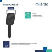Лейка для душа Milardo ILS1FBSM18 "Ideal Spa" квадрат, 1 режим, ЧЕРНЫЙ матовый, коробка