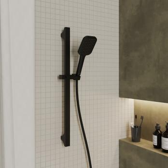 Лейка для душа Milardo ILS1FBSM18 "Ideal Spa" квадрат, 1 режим, ЧЕРНЫЙ матовый, коробка