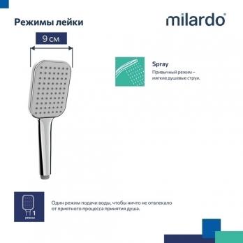 Лейка для душа Milardo ILS1FCSM18 "Ideal Spa" квадрат, 1 режим, ХРОМ, коробка