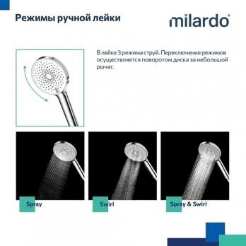 Душевой гарнитур Milardo ILSSB3FM76 "Ideal Spa" 819-1139мм, Тропич. душ,лейка д/душа, мыльница,ХРОМ