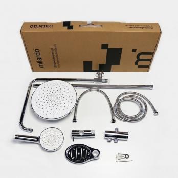 Душевой гарнитур Milardo ILSSB3FM76 "Ideal Spa" 819-1139мм, Тропич. душ,лейка д/душа, мыльница,ХРОМ