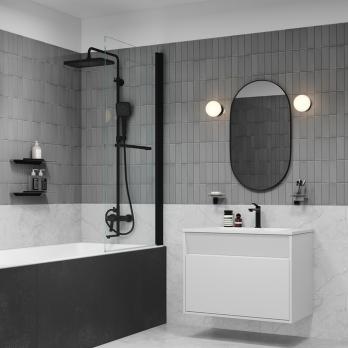 Смеситель для раковины 25к IDDIS PARBL00i01 "Parker" литой, под шпильку, ЧЕРНЫЙ матовый