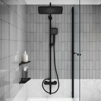 Душевая система 35к IDDIS PARBL3Fi06 "Parker" лейка "Тропический душ" ЧЕРНЫЙ матовый