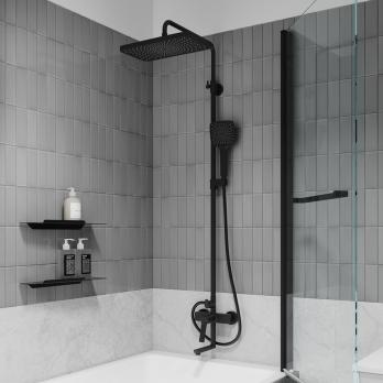 Душевая система 35к IDDIS PARBL3Fi06 "Parker" лейка "Тропический душ" ЧЕРНЫЙ матовый