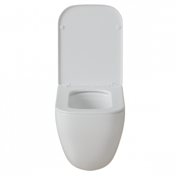 Унитаз подвесной безободковый WAVE STRONG Tornado3.0, сид. дюропласт, м/л, быстр, БЕЛЫЙ глянец (L)