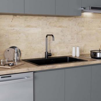 Смеситель для кухни 35k MIXLINE MLSS-0301BL трубчатый излив, п/гайку ЧЕРНЫЙ ГРАФИТ