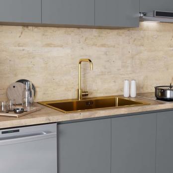 Смеситель для кухни 35k MIXLINE MLSS-0301G трубчатый излив, п/гайку ЗОЛОТО