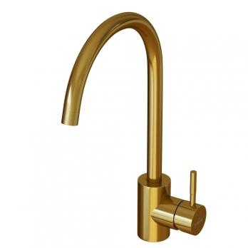 Смеситель для кухни 35k MIXLINE MLSS-0303G трубчатый излив, п/гайку ЗОЛОТО
