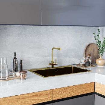 Смеситель для кухни 35k MIXLINE MLSS-0320G подкл.к фильтру, п/гайку ЗОЛОТО