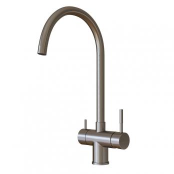 Смеситель для кухни 35k MIXLINE MLSS-0326 трубчатый излив, подкл.к фильтру, п/гайку САТИН