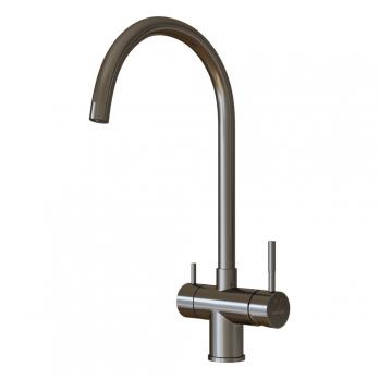 Смеситель для кухни 35k MIXLINE MLSS-0326BL трубчатый излив, подкл.к фильтру, п/гайку ЧЕРНЫЙ ГРАФИТ