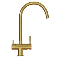 Смеситель для кухни 35k MIXLINE MLSS-0326G трубчатый излив, подкл.к фильтру, п/гайку ЗОЛОТО