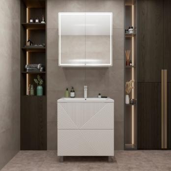 Зеркальный шкаф "ВЕКТОР" 800*800 (ШВ) универсальный, бесконтактный сенсор, светодиодная подсветка