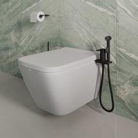 Смеситель с гигиеническим душем 35к Milardo 001BL00M08 "Tidy" установка на унитаз, ЧЕРНЫЙ матовый