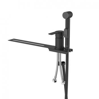Смеситель с гигиеническим душем 35к Milardo 001BL00M08 "Tidy" установка на унитаз, ЧЕРНЫЙ матовый