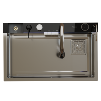 Мойка настол.монтаж 75х46 (3,0) вып 3 1/2  MIXLINE PRO 21,5см V2.0 (сатин) сиф+доз+смес+кол+д/р+о/с