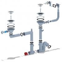 Сифон 3 1/2*40 Ani двойной, смещенный,с носиком, гиб. круг. и прямоуг перелив F7500S АНИ пласт