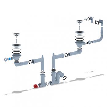 Сифон 3 1/2*40 Ani двойной,с носиком, гиб. круг. и прямоуг перелив F3545S АНИ пласт