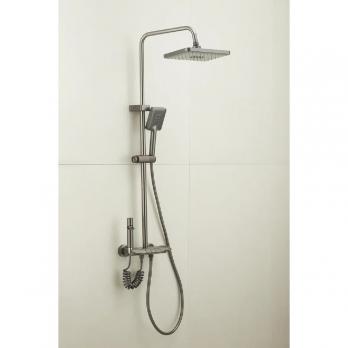 Душевая система 35к ПРОФСАН ПСМ-900-81GA клавиш.упр. лейка "Тропич. душ круг" + гигиен. лейка ГРАФИТ