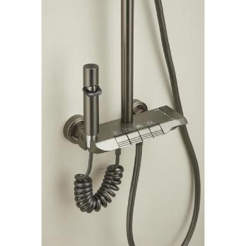 Душевая система 35к ПРОФСАН ПСМ-900-81GA клавиш.упр. лейка "Тропич. душ круг" + гигиен. лейка ГРАФИТ