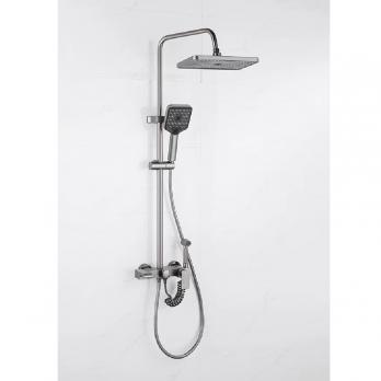 Душевая система 35к ПРОФСАН ПСМ-900-82GA лейка "Тропический душ круг" + гигиен. лейка ГРАФИТ