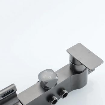 Душевая система 35к ПРОФСАН ПСМ-900-82GA лейка "Тропический душ круг" + гигиен. лейка ГРАФИТ