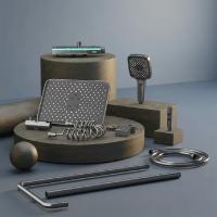 Душевая система 35к ПРОФСАН ПСМ-900-83GA клавиш.упр. лейка "Тропич. душ круг" + гигиен. лейка ГРАФИТ