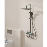 Душевая система 35к ПРОФСАН ПСМ-900-83GA клавиш.упр. лейка "Тропич. душ круг" + гигиен. лейка ГРАФИТ