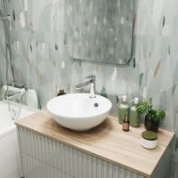 Раковина накладная на столешницу WAVE Koral 410*410*155 ш*г*в с отв под смеситель,белый,круг